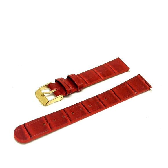 Invicta Watch Replacement Band Red Leather 16mm Lug Gold Tone Steel Clasp - Picture 6 of 7
